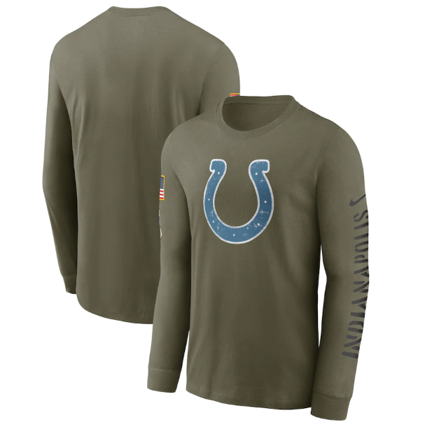 Men's Indianapolis Colts Olive 2022 Salute to Service Long Sleeve T-Shirt